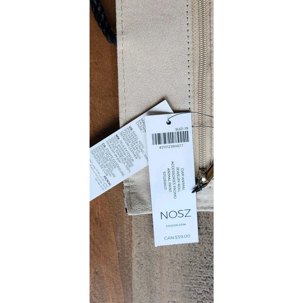 Chico's Jewelry Roll Tan Black NWT Leopard Print Travel Organizer Tassel MSRP$59